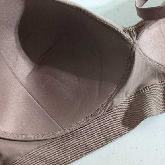 Maidenform XL Bra Wireless Ribbed Mauve Beige Brown Adjustable Full Coverage - Picture 4 of 6